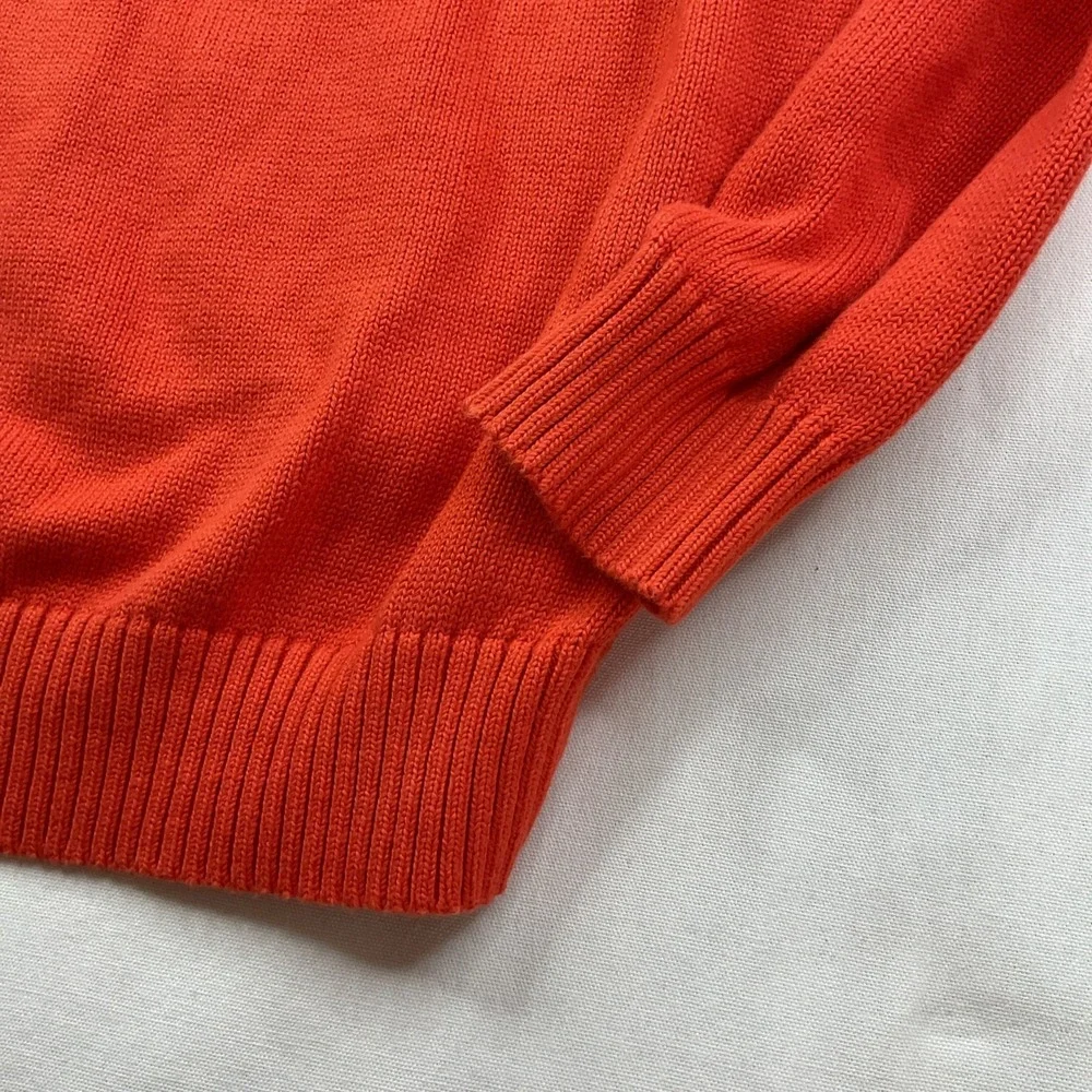Vintage Polo Ralph Lauren Sweater Men Sz L Knit 1/4 Zip Pullover 90s Orange Pony